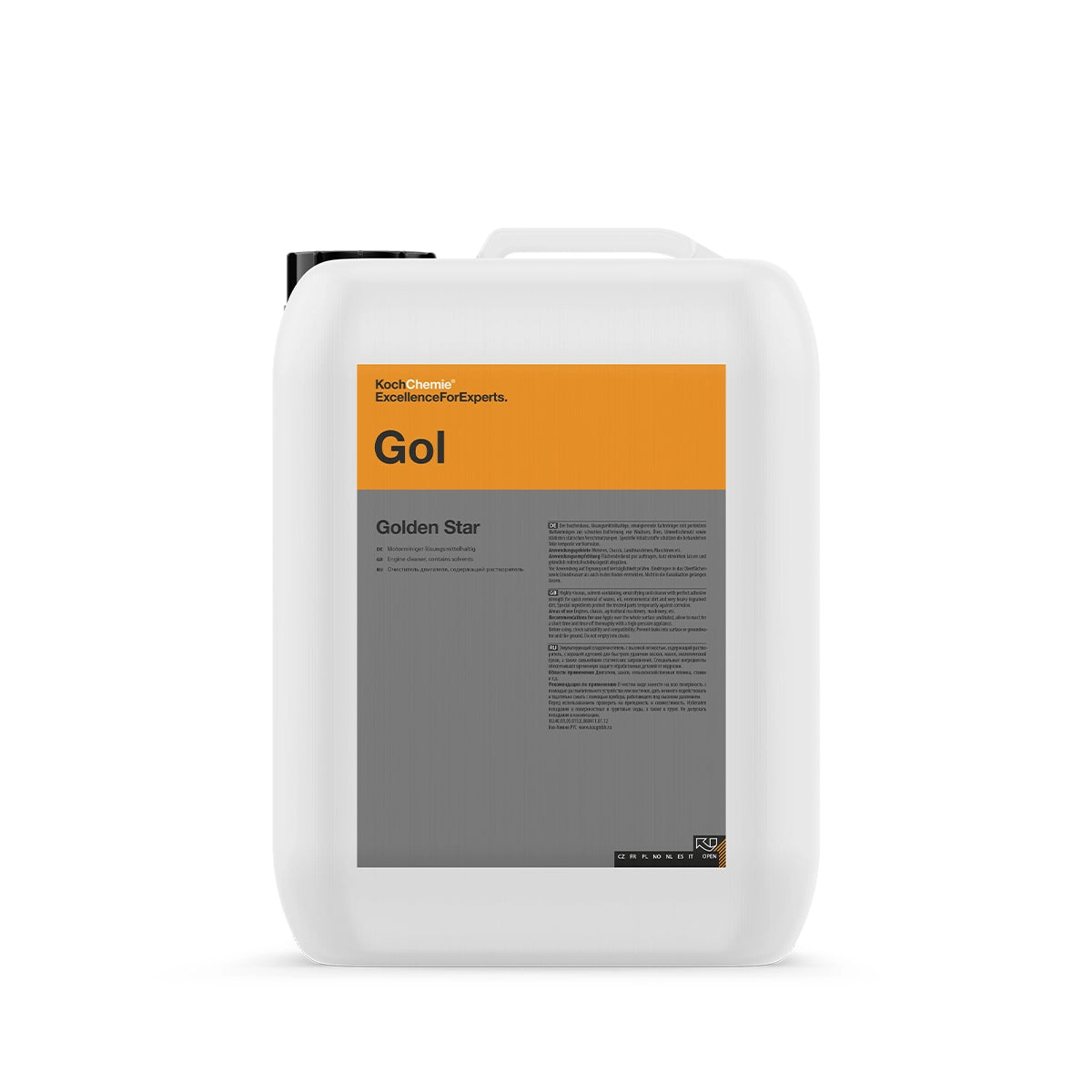 20L Koch Chemie Golden Star Engine Cleaner for thorough cleaning of engines, chassis, and agricultural machinery.