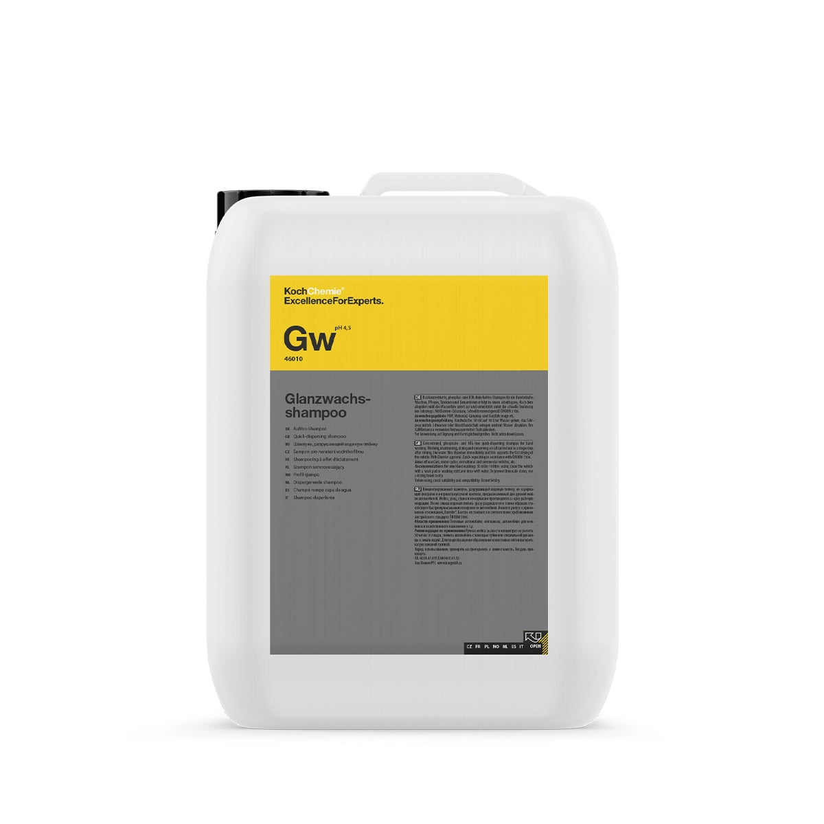 Premium 10 Kg Koch Chemie Glanzwachs Shampoo, cationic surfactant technology for deep cleaning and fast drying