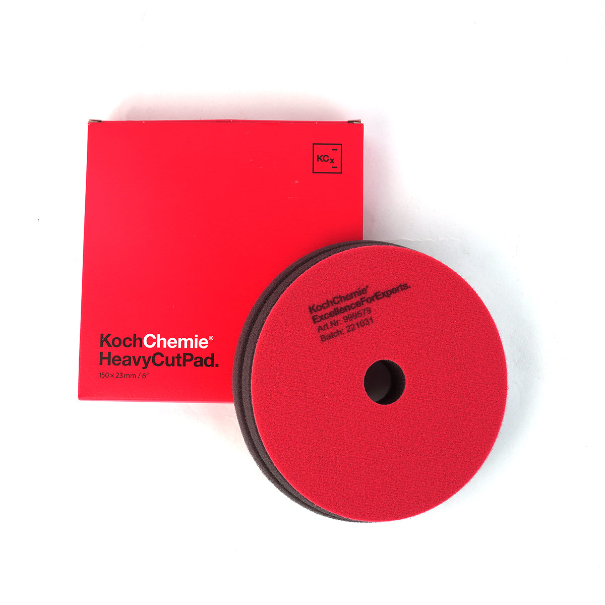 Red cutting pad with 'Koch Chemie' branding on a white background