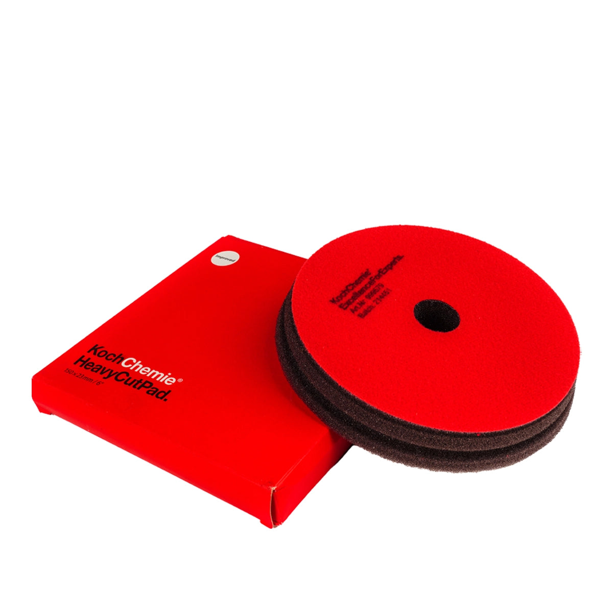 Red Koch Chemie Heavy Cut Pad 150 x 23mm, ideal for exterior use, with a milling edge for enhanced flexibility and stability.