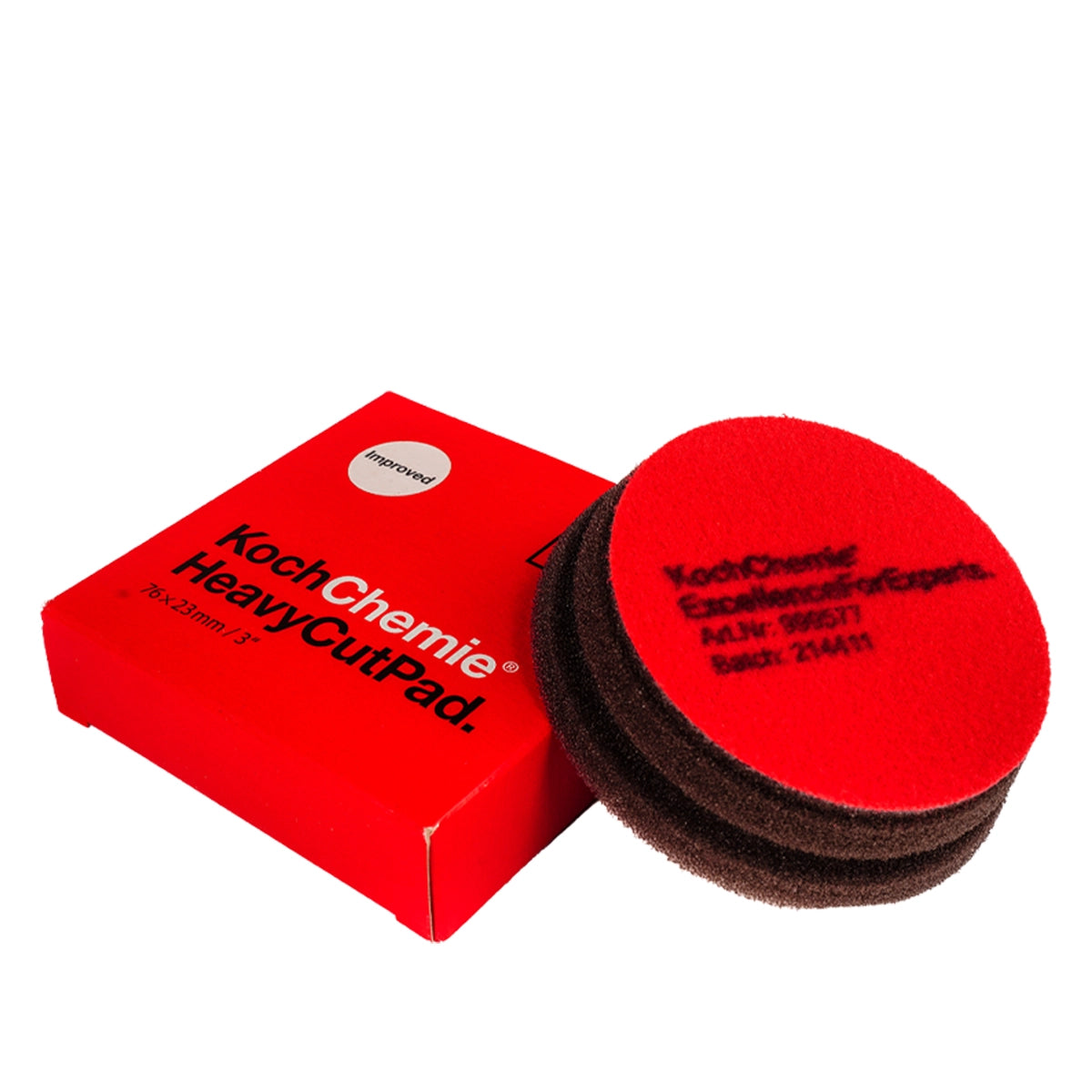 Red Koch Chemie Heavy Cut Pad 76x23 mm with flexible milling edge for superior auto detailing performance