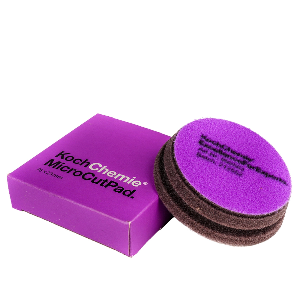 Purple Koch Chemie Micro Cut Pad, 76x23 mm, ideal for achieving a flawless surface with low torsion forces.