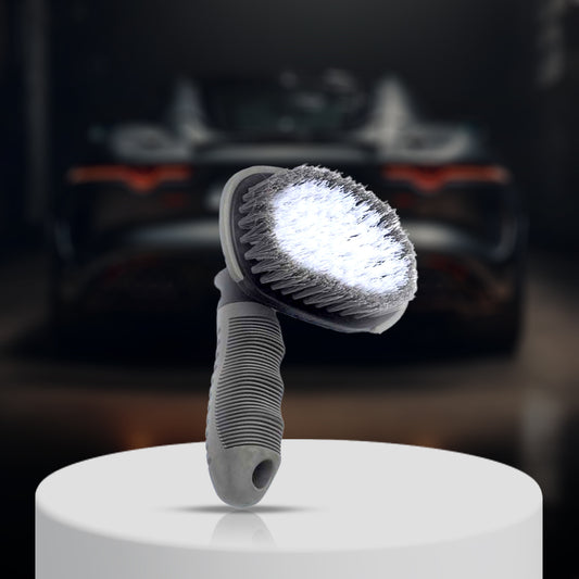 MENZAPRO Car Cleaning Bristle Tyre Brush with high-density nylon bristles and ergonomic handle, designed for efficient tyre cleaning and stain removal.