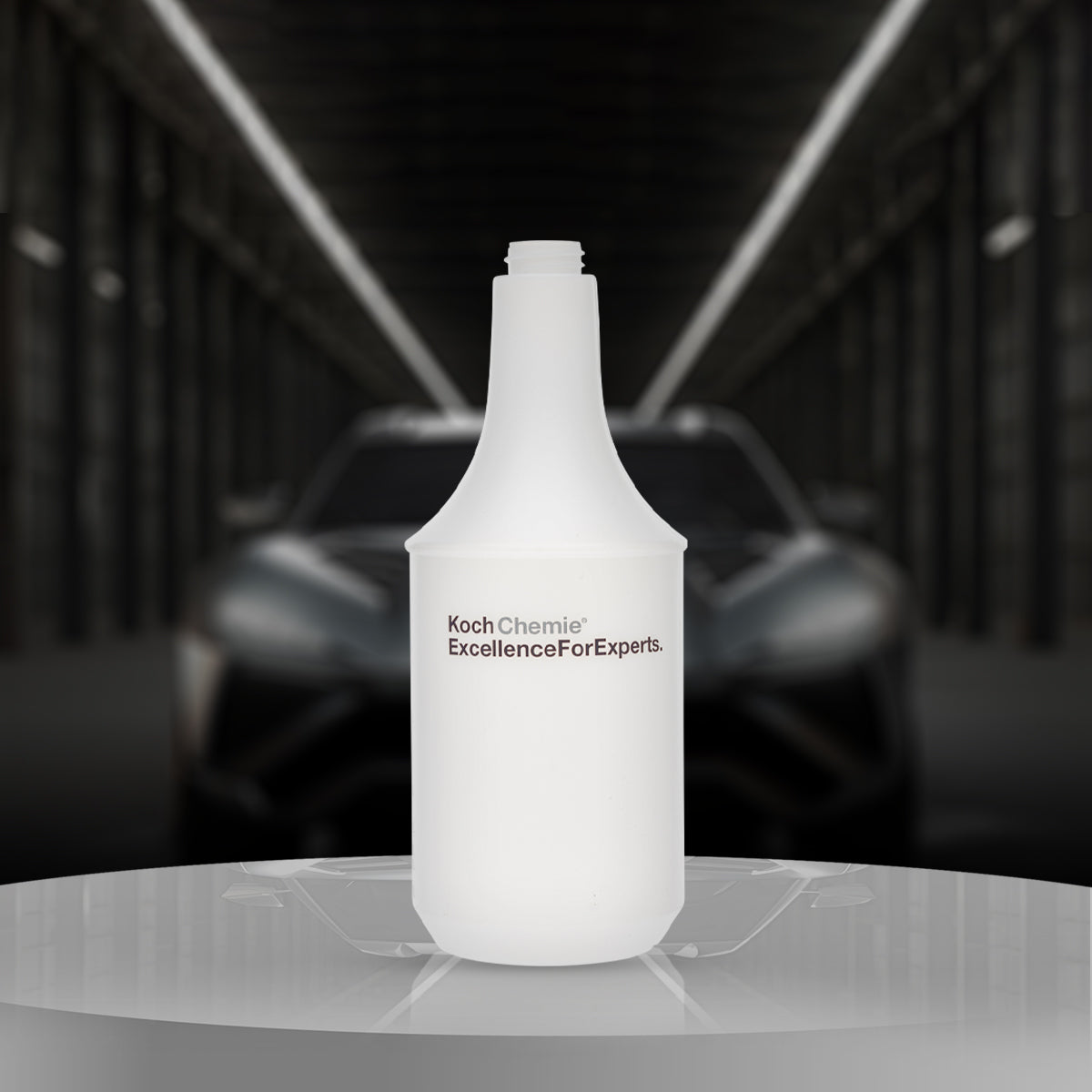 Koch Chemie Cylindrical Bottle 1Ltr, made of durable HDPE, compatible with popular spray heads for automotive detailing tasks.