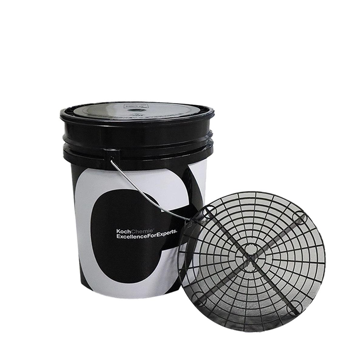 Premium Koch Chemie Detailing Bucket Set, including a 5 GAL bucket, cover, and GritGuard strainer to prevent dirt and debris from scratching vehicles.