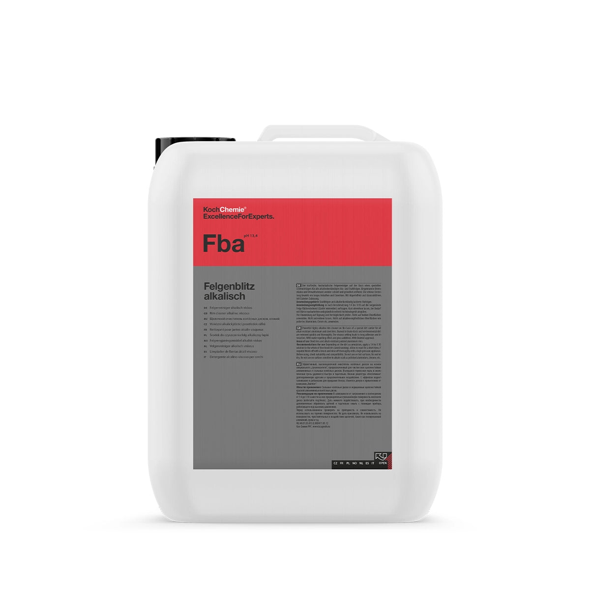 Koch Chemie Felgenblitz Alkalisch rim cleaner in 22 KG, designed for cleaning burnt-in brake dust and grime from alkali-resistant wheels.
