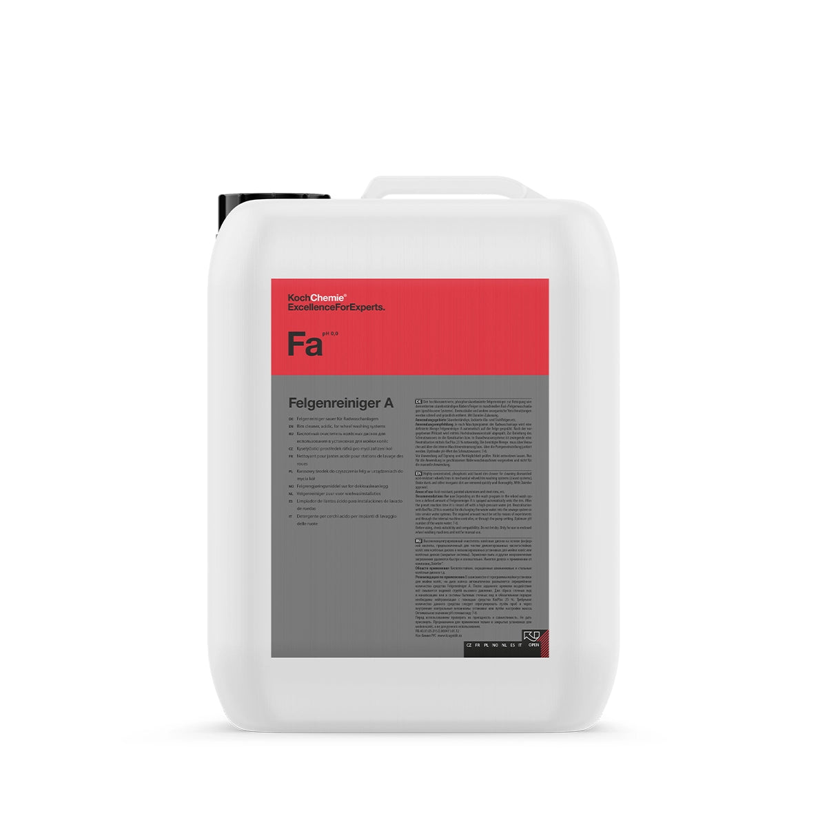 Koch Chemie Felgenreiniger A 23 kg rim cleaner, highly concentrated to remove brake dust and inorganic dirt effectively for professional car detailing.