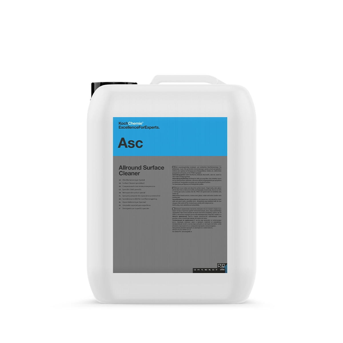 Koch Chemie Allround Surface Cleaner 10L, ideal for removing fingerprints, dust, and oils from all smooth surfaces.