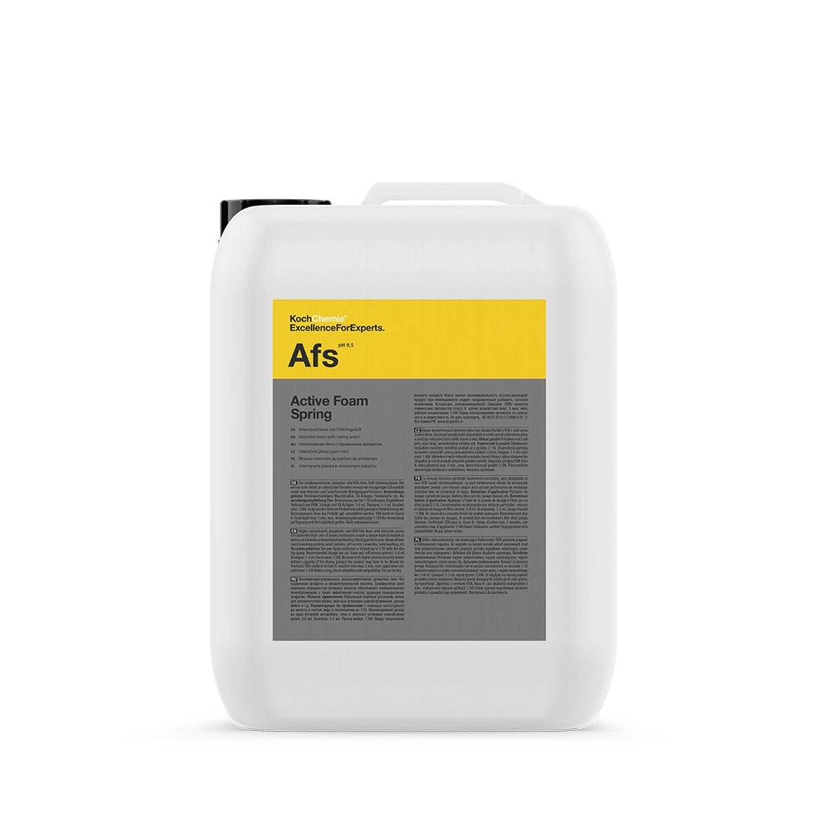 Koch Chemie Active Foam Spring 21 KG, a phosphate-free foam shampoo with a refreshing aroma for self-service car washes and hand cleaning.