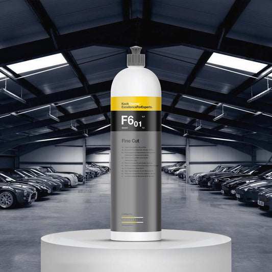 Koch Chemie Fine Cut F6.01 1 Litre, a silicone-oil-free polishing compound designed for removing scratches and restoring a high-gloss finish.
