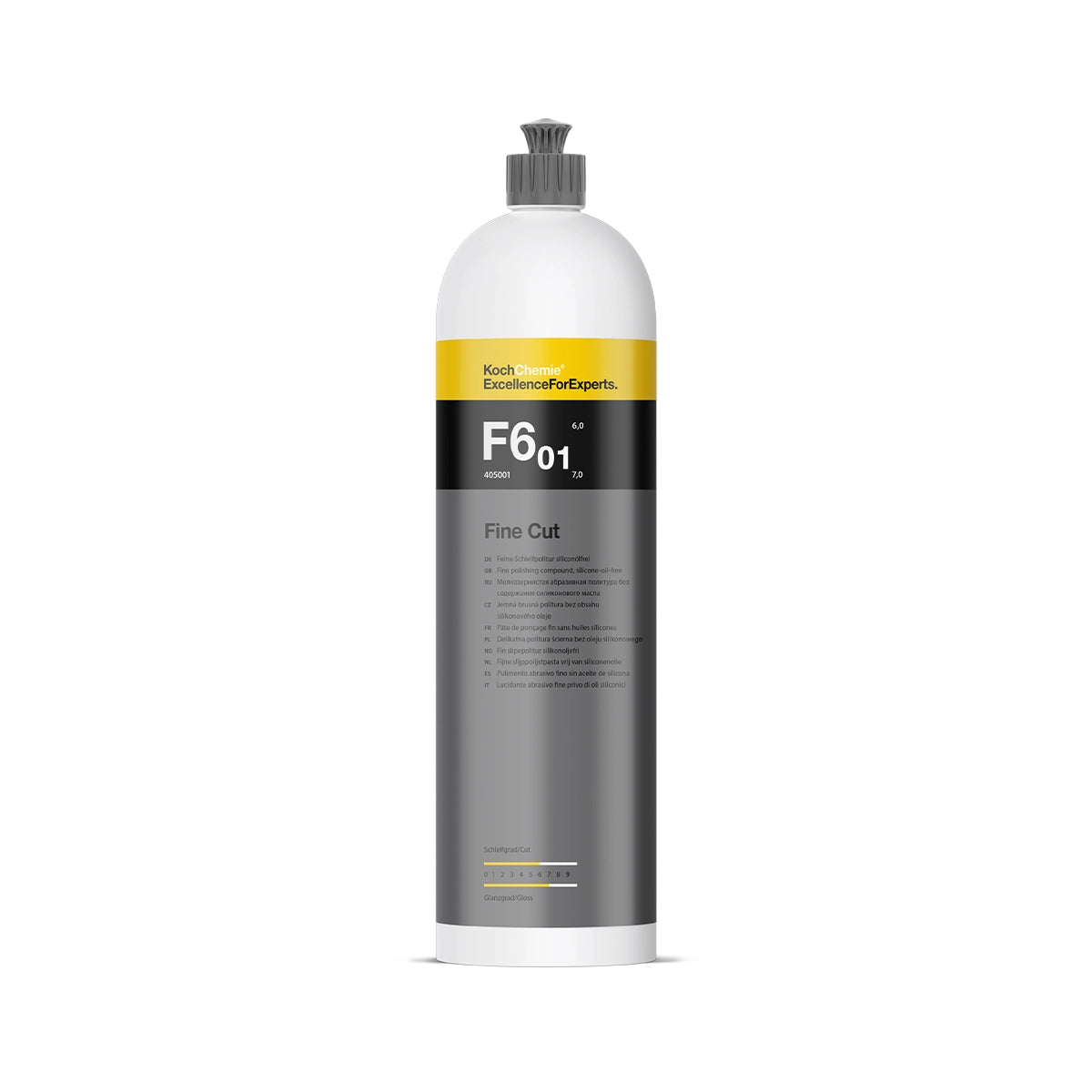 Fine Cut F6.01 by Koch Chemie, 1 Litre, ideal for reconditioning aged paintwork and removing sanding marks with precision.