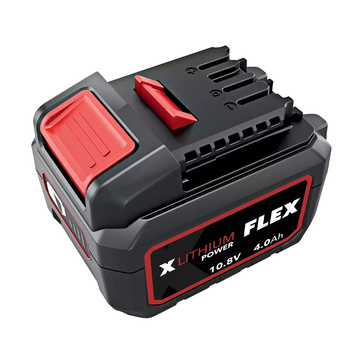 Compact and durable Flex AP 10.8/4.0 Li-Ion battery pack with charge protection and status indicator.