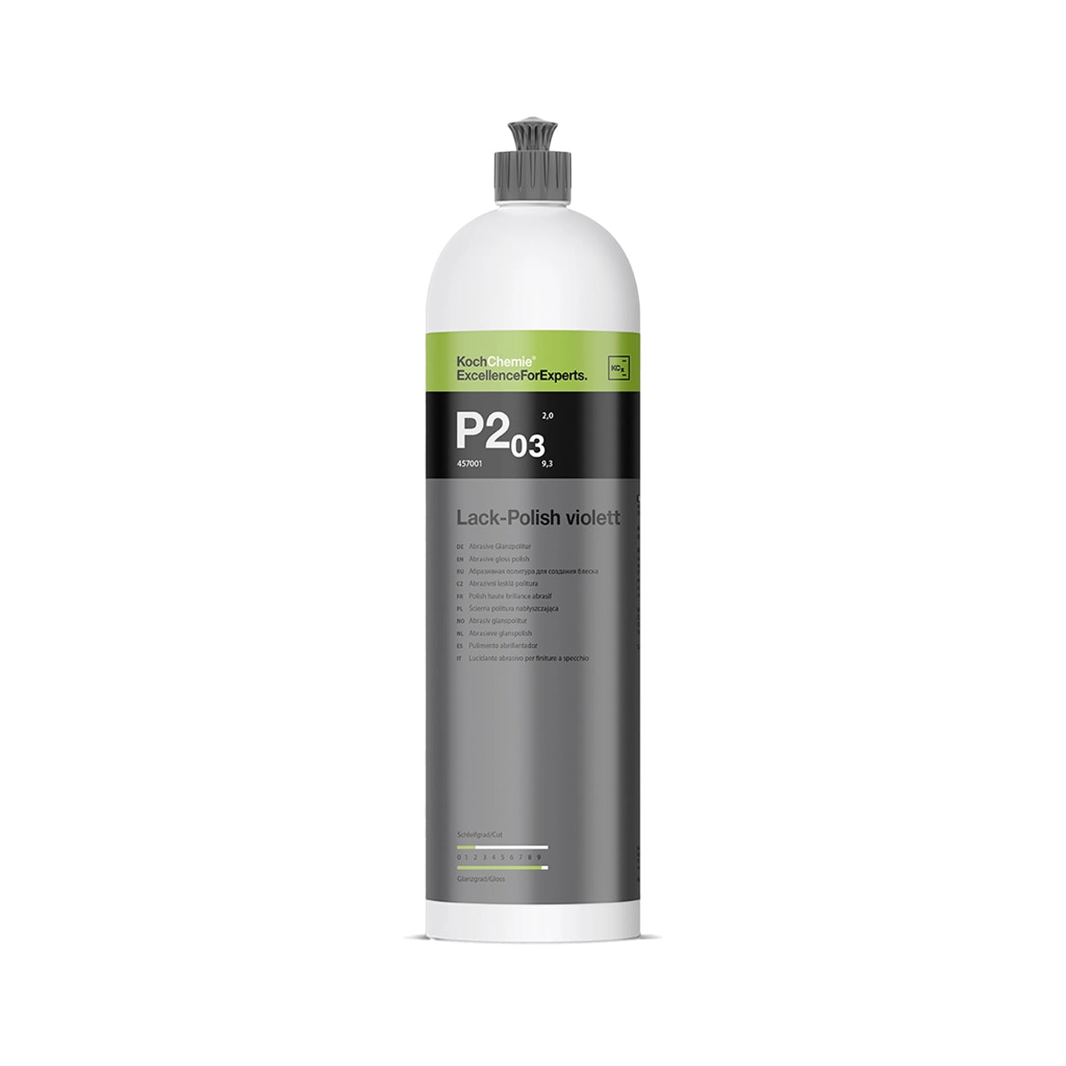 1 Litre Koch Chemie Lack-Polish Violett P2.03, ideal for mildly to moderately worn surfaces, offering effective scratch removal and long-lasting protection.