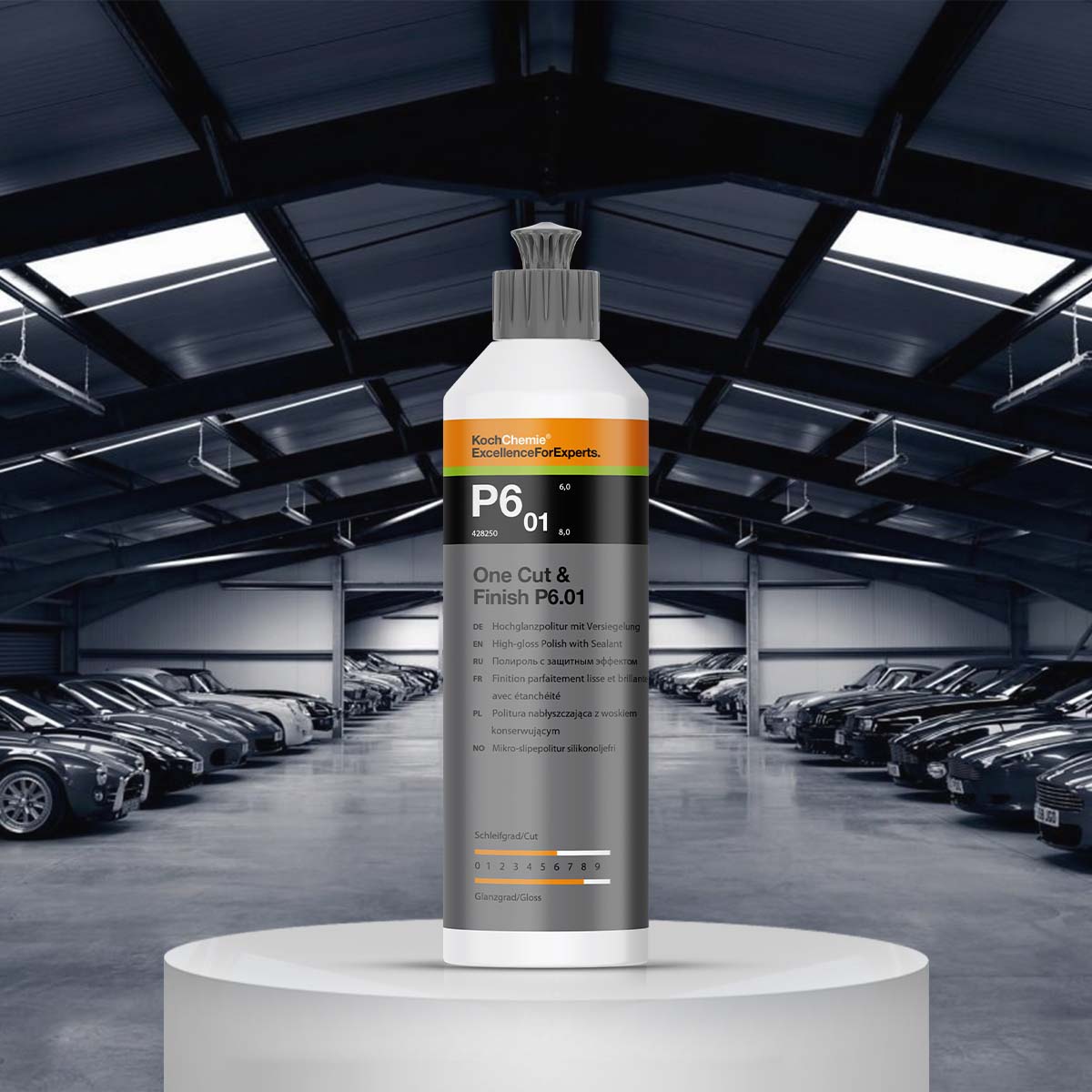 Koch Chemie One Cut & Finish P6.01 250ml, a professional-grade automotive polishing compound for high-quality detailing results.