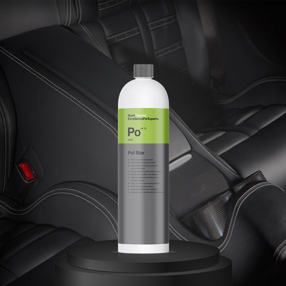 Koch Chemie Pol Star 1L, neutral cleaner for interior surfaces, cleans leather, alcantara, upholstery, and carpets with a protective formula.