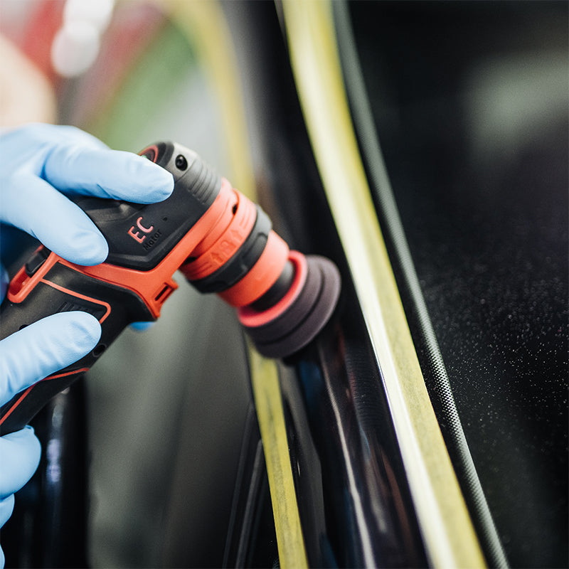 3-inch Koch Chemie Heavy Cut Pad Red, designed for use with Heavy Cut H9.01 Polishing Compound to tackle deep scratches.