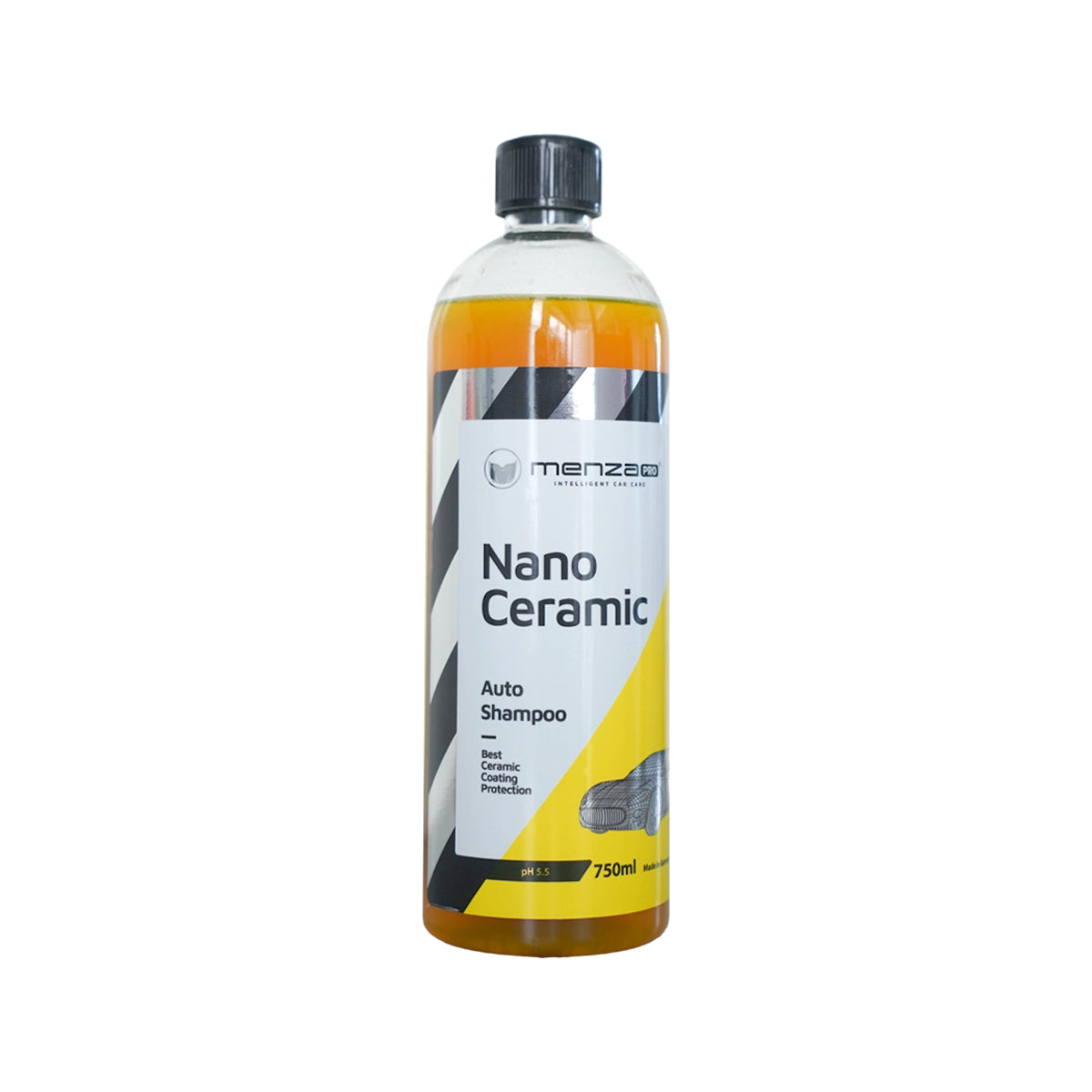 MenzaPro Nano Ceramic Auto Shampoo with nano-layer protection, preserves wax and sealants for lasting shine.