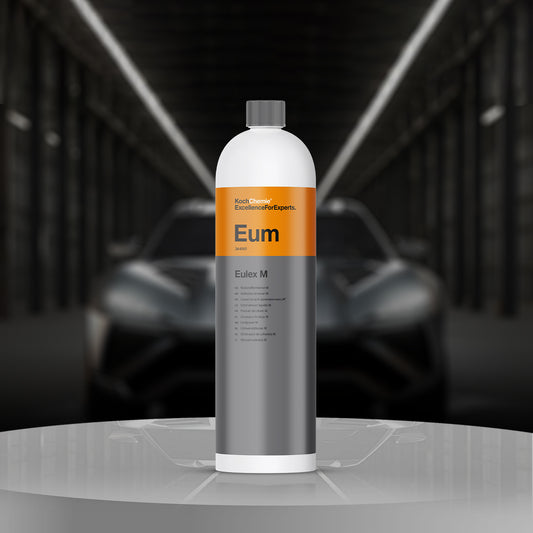 Koch Chemie Eulex M 1 Litre, adhesive, gum, and rubber remover, designed for safe and easy removal of organic residues from matt-painted surfaces and glass.