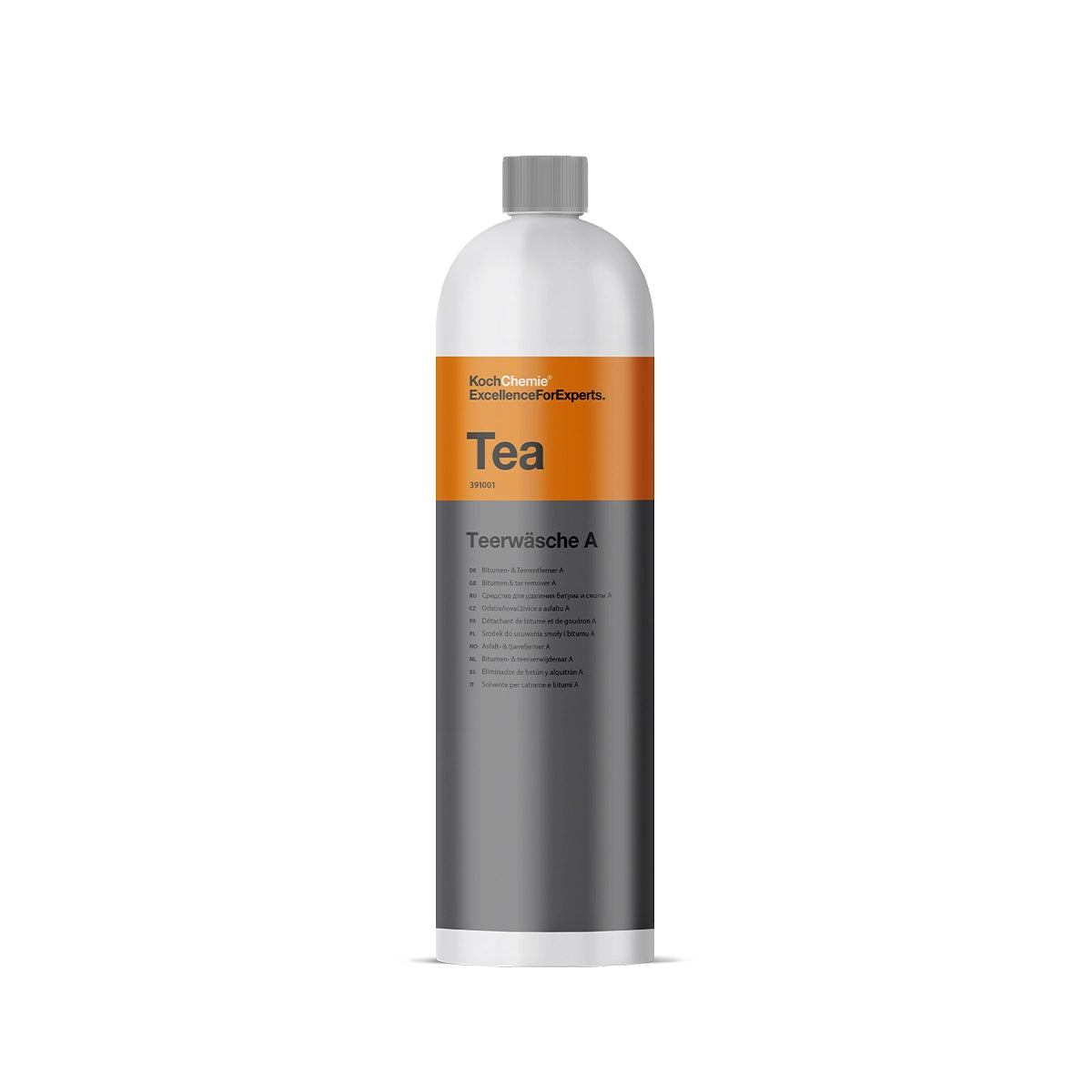 Koch Chemie Teerwasche A 1Ltr, professional-grade tar and bitumen remover, ideal for automobiles and machinery.