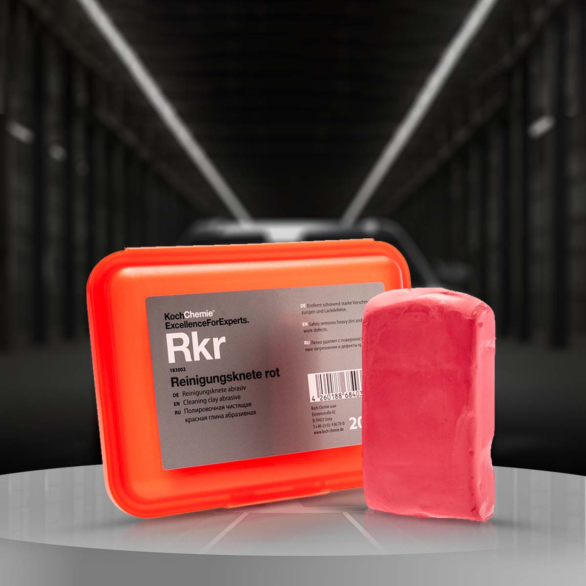 Koch Chemie Red Clay 200g abrasive cleaning clay for removing tree resin, rust, and tar from paintwork and glass.