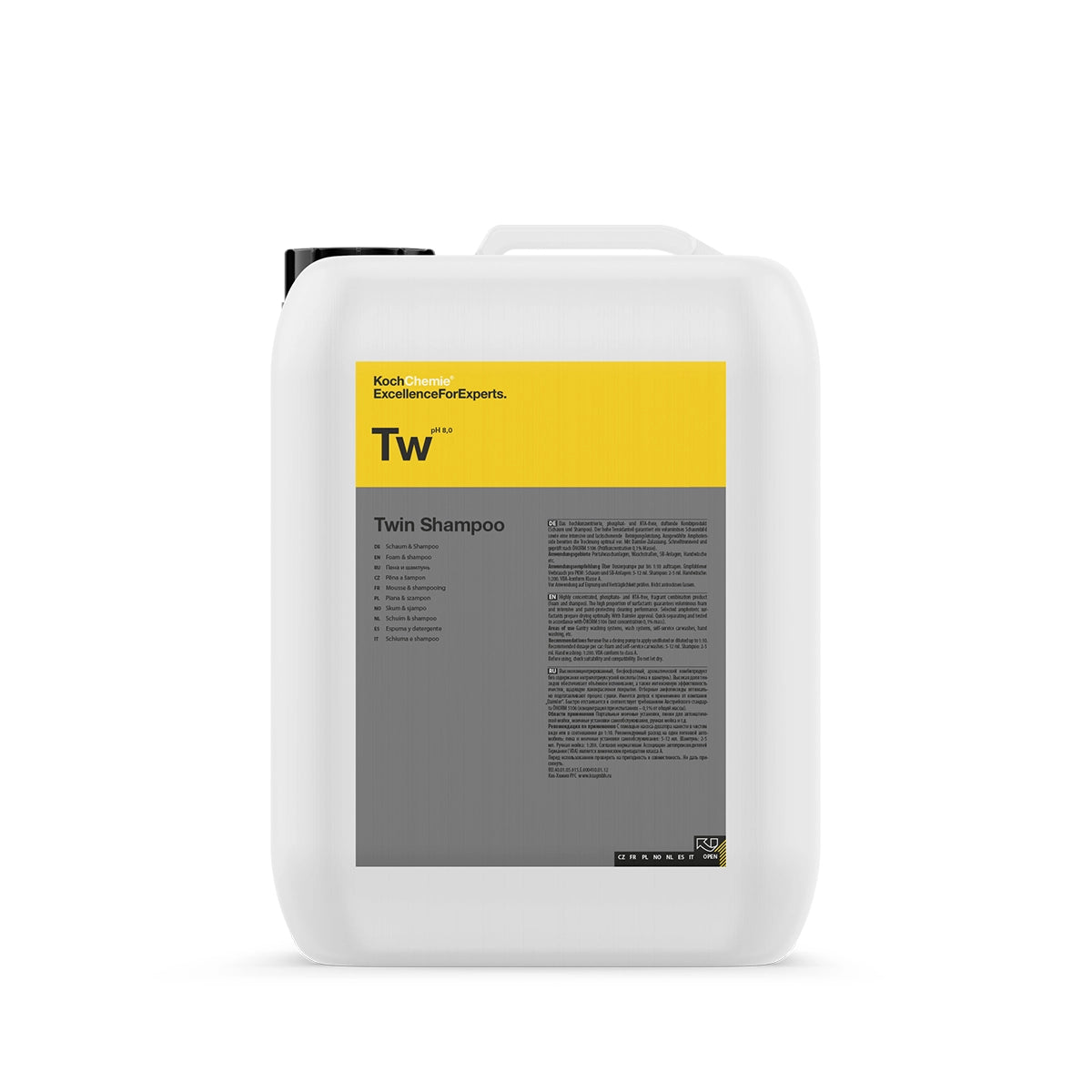 Eco-friendly Koch Chemie Twin Shampoo 21 Kg, featuring a phosphate-free formula for intensive, paint-friendly car cleaning.