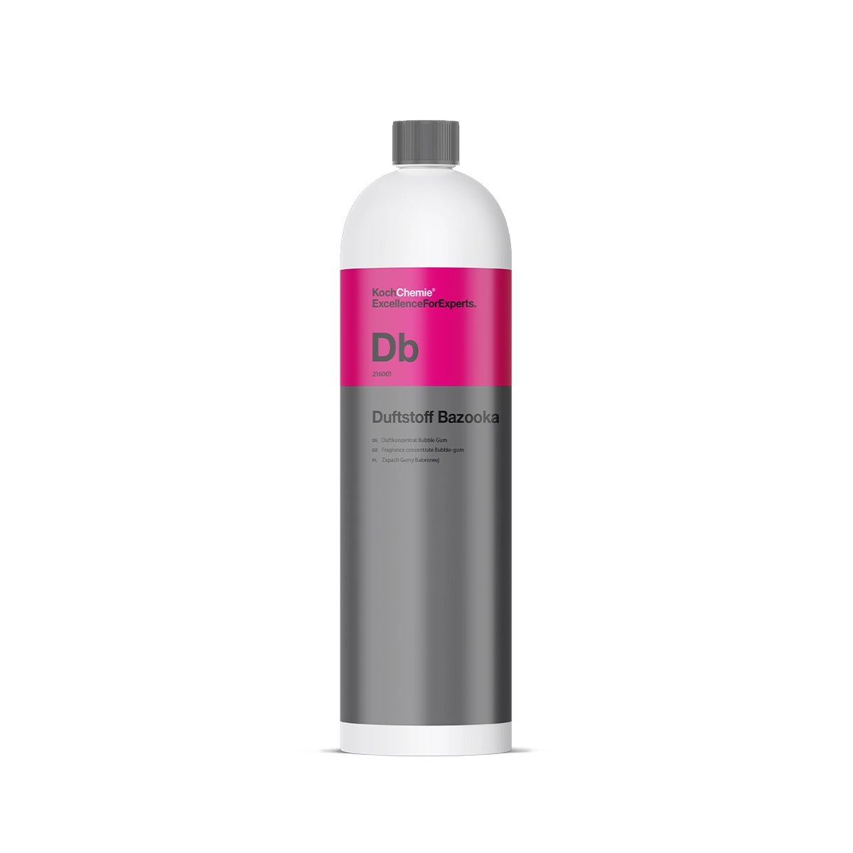 1-liter bottle of Koch Chemie Duftstoff Bazooka air freshener concentrate with a long-lasting bubblegum aroma.