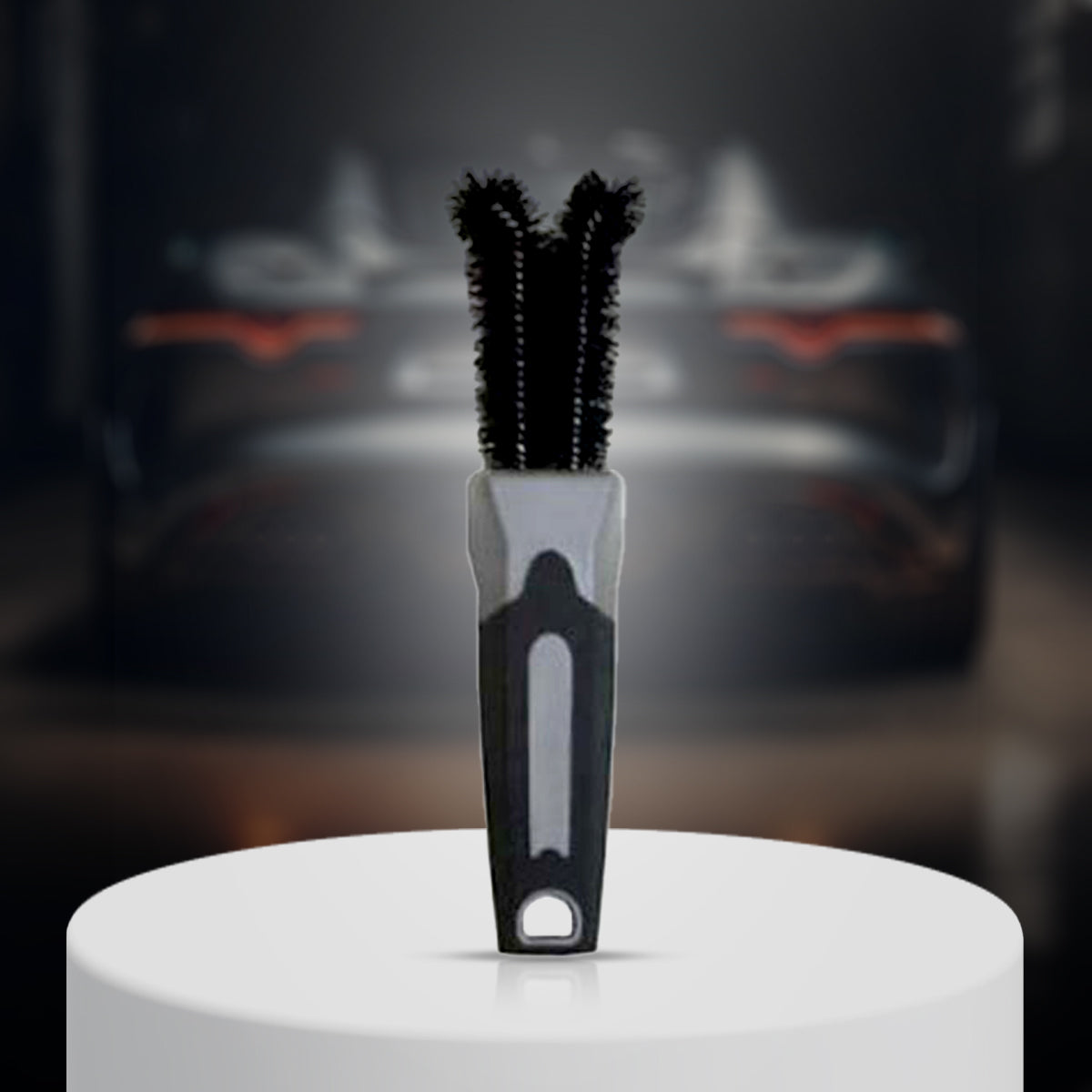 MenzaPro Lug Nut Cleaning Brush with flexible bristles for deep wheel cleaning, removing brake dust and grime effortlessly.