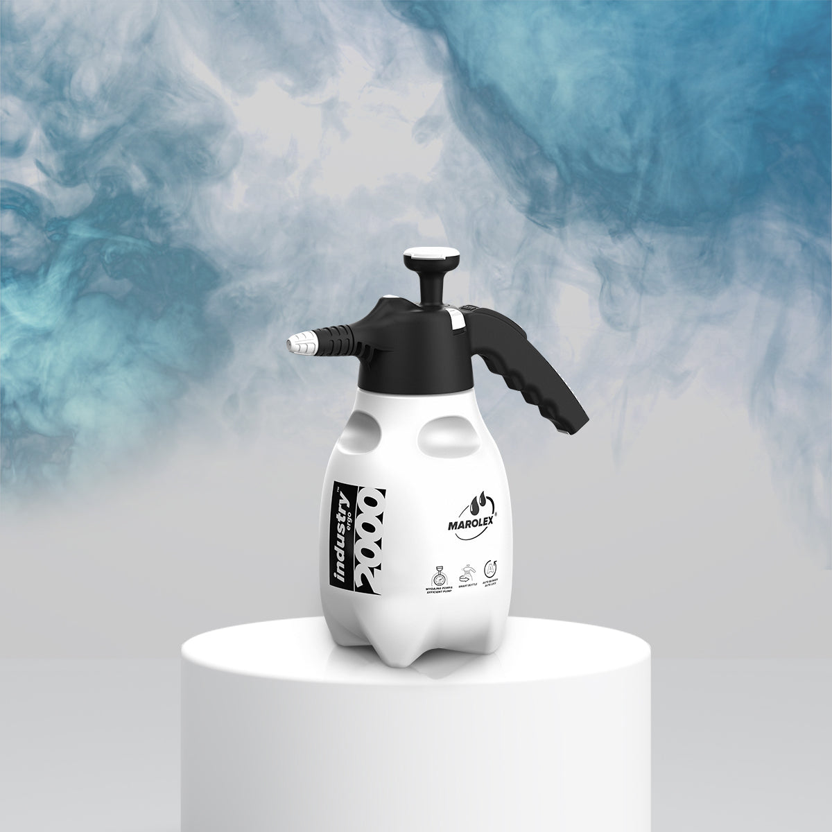 Marolex Sprayer Industry ERGO 2000ml (ACID-line White) with acid-resistant design, offering durability and precision for automotive detailing.