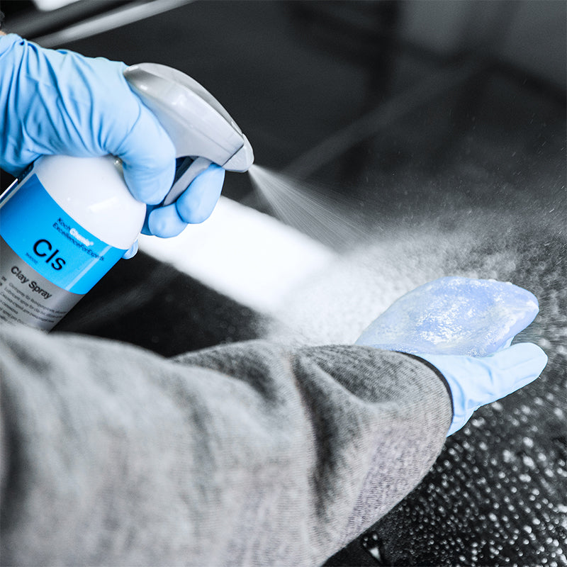 Professional Koch Chemie Clay Spray , residue-free detailing lubricant for smooth finishes on varnish and glass.