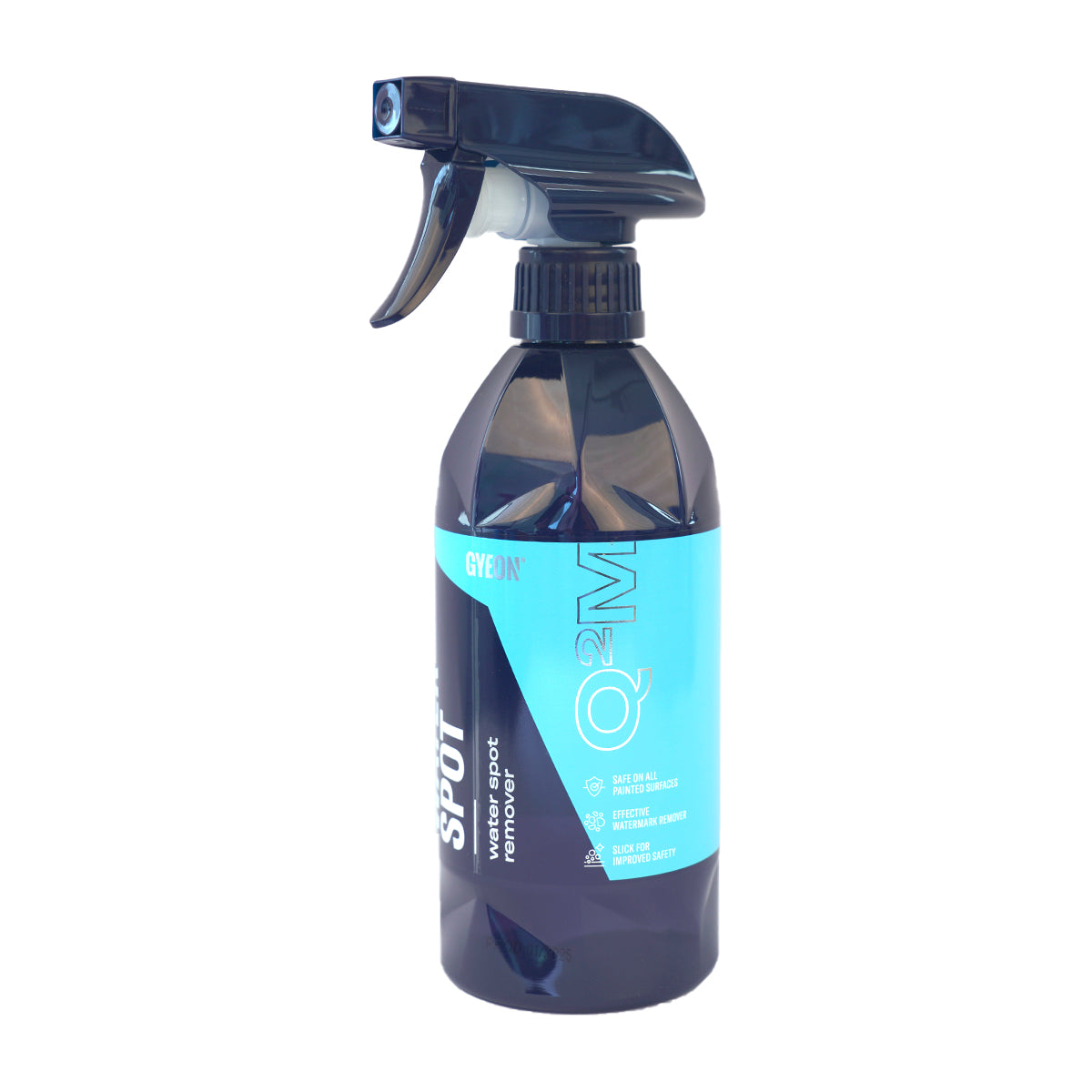 Spray bottle with a blue label on a white background