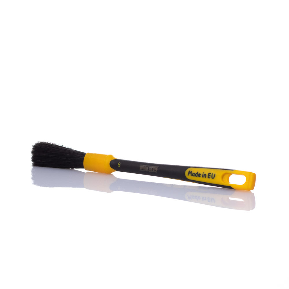 Work Stuff Detailing Brush Rubber Black 16mm with soft synthetic bristles and rubber handle for safe cleaning of wheels, engine, and interiors.