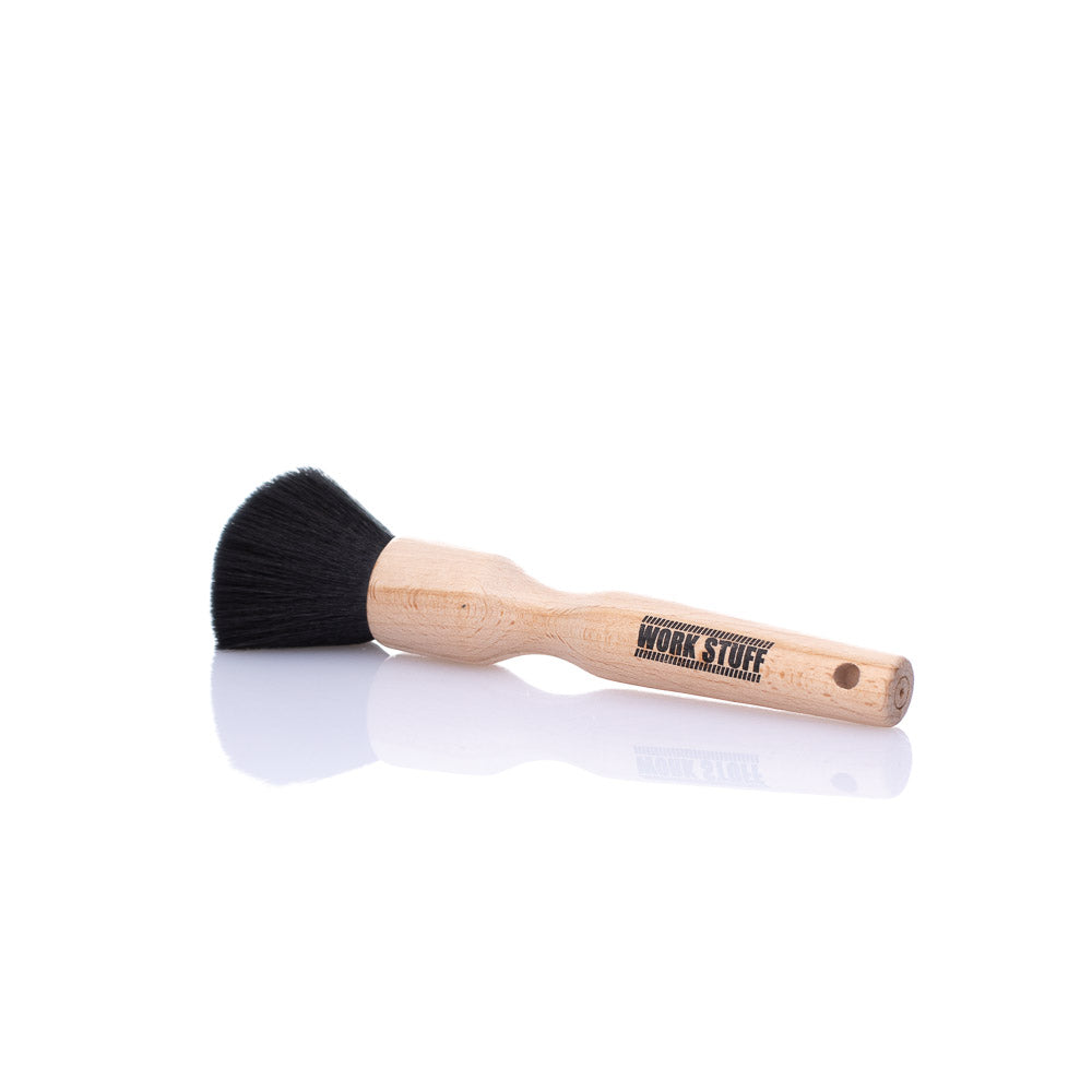 Work Stuff Detailing Brush Ultra Soft 20mm with synthetic bristles and a durable wood handle for delicate car interior cleaning.