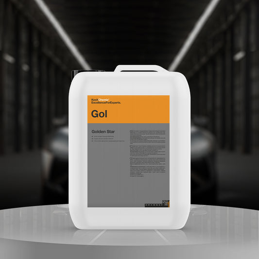 Koch Chemie Golden Star 20L Engine Cleaner with high adhesive strength, ideal for removing oil, grime, and dirt from engines and machinery.