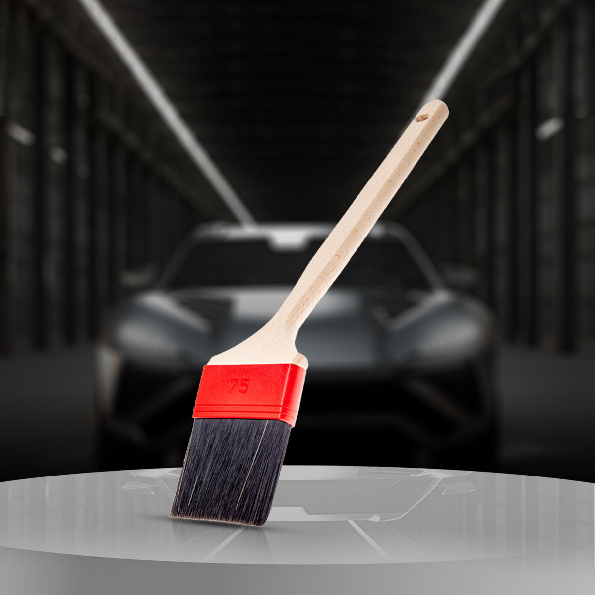 Koch Chemie Rim and Engine Brush Large 75mm with water channel, ideal for cleaning trucks and buses.