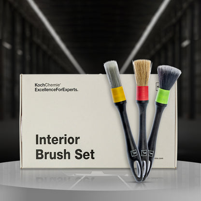 Koch Chemie Vikan Interior Brush Set with three color-coded brushes for versatile vehicle interior cleaning