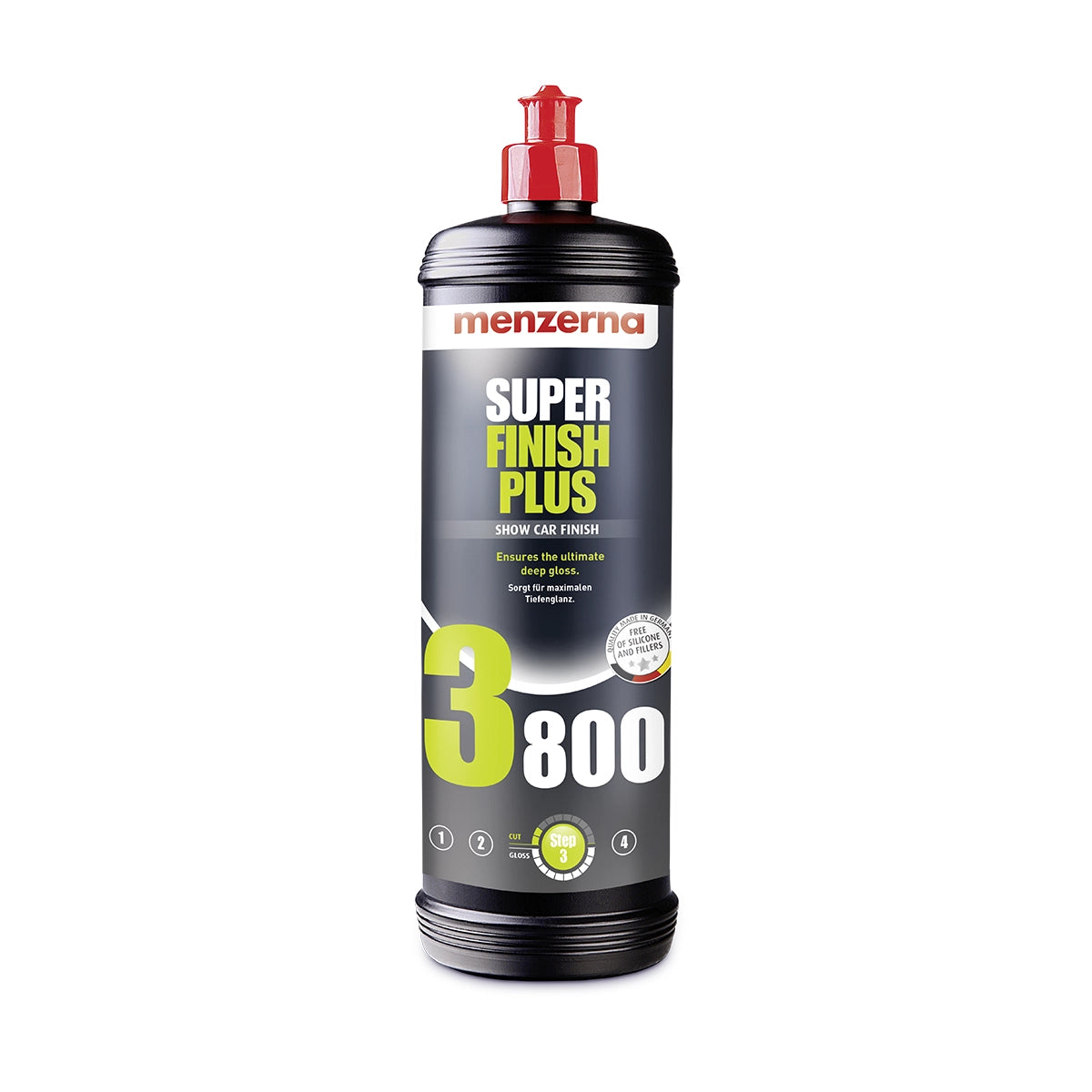 Menzerna Super Finish Plus SF 3800 1Ltr, a versatile finishing polish ideal for removing compounding haze and enhancing the gloss of ceramic clear coatings.
