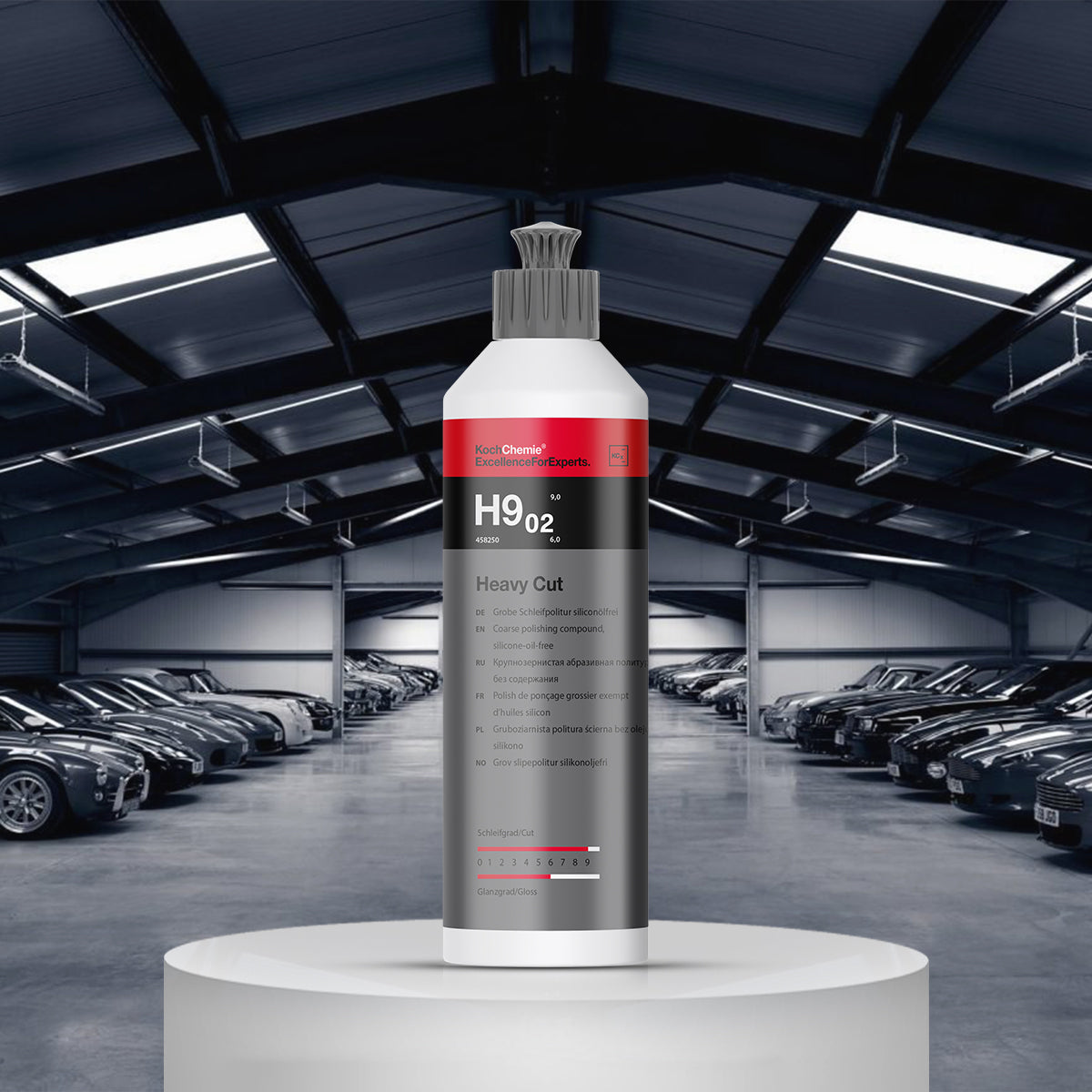 Koch Chemie Heavy Cut H9.02 Polishing Compound 250 ml for removing deep scratches and restoring high gloss.