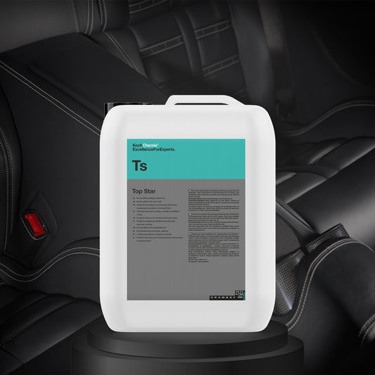 Koch Chemie Top Star 10L Dashboard and Interior Dressing, premium care emulsion for deep pore cleaning of plastic and rubber parts.