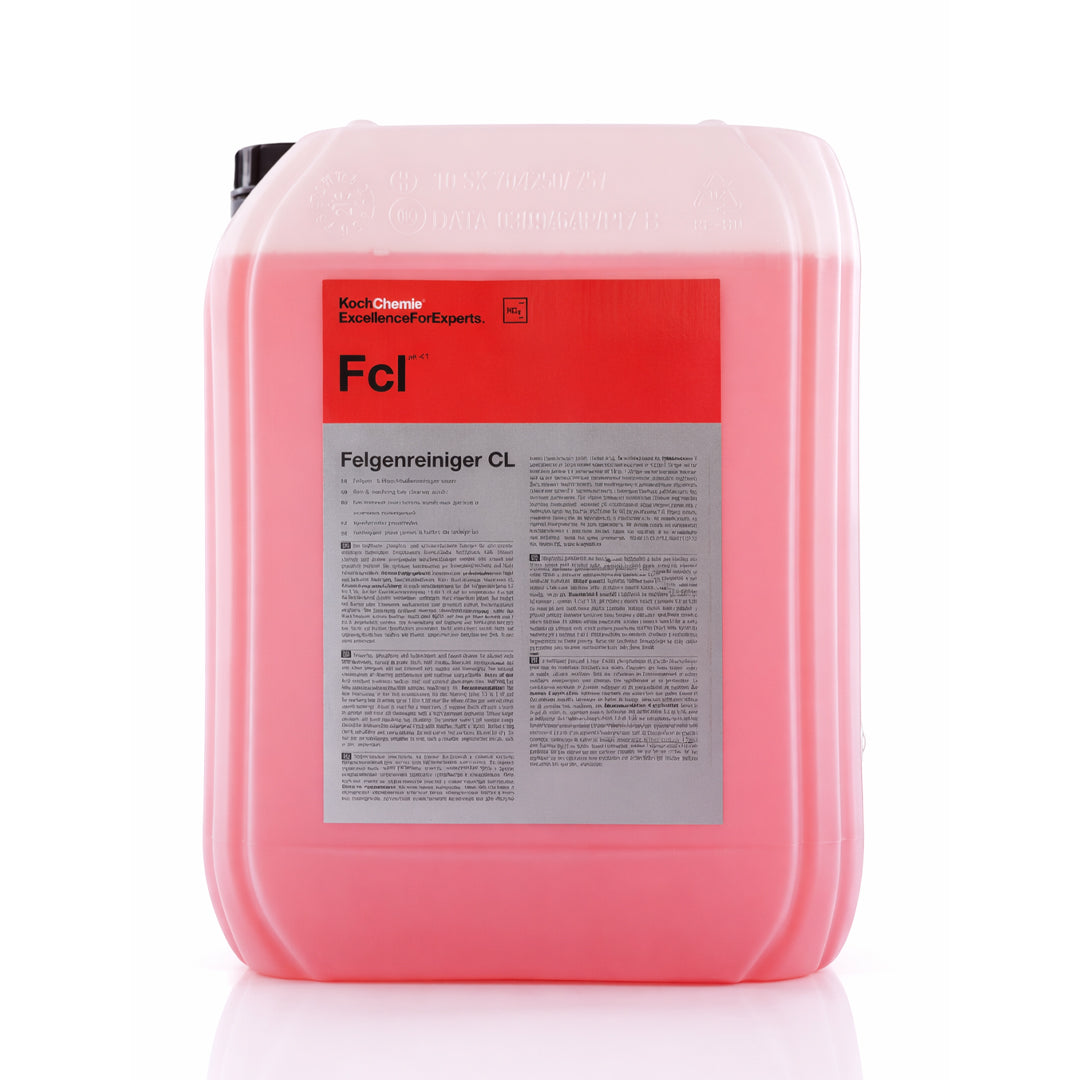 Koch Chemie Felgenreiniger CL 23 kg washing bay cleaner in transparent can front view on white background