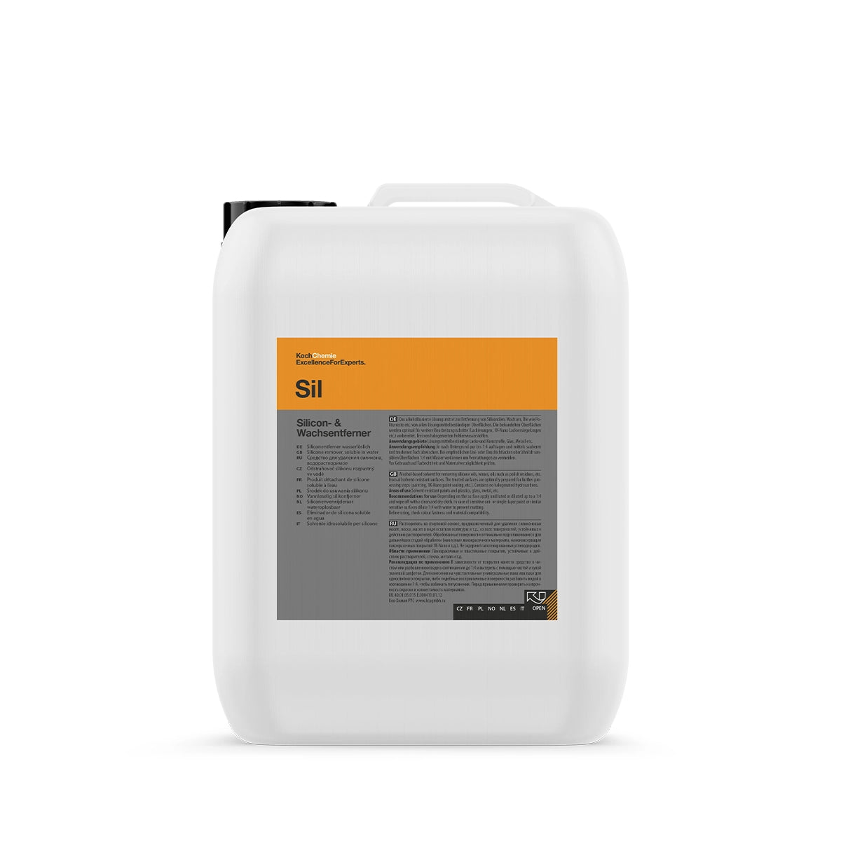 5L bottle of Koch Chemie Silicon- & Wachsentferner IPA, eco-friendly solvent for cleaning paints, plastics, glass, and metal surfaces.