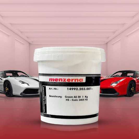 Menzerna AS 30 Heavy Cut Polish, silicone-free formula, ideal for paint shops and detailing enthusiasts.