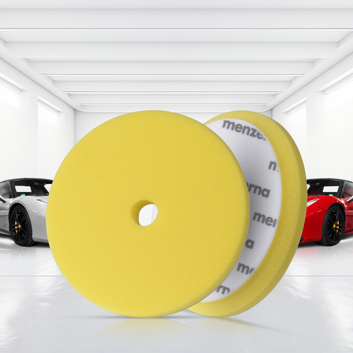 Menzerna Premium Medium Cut Foam Pad Yellow 180mm, designed for polishing to remove light scratches and imperfections.