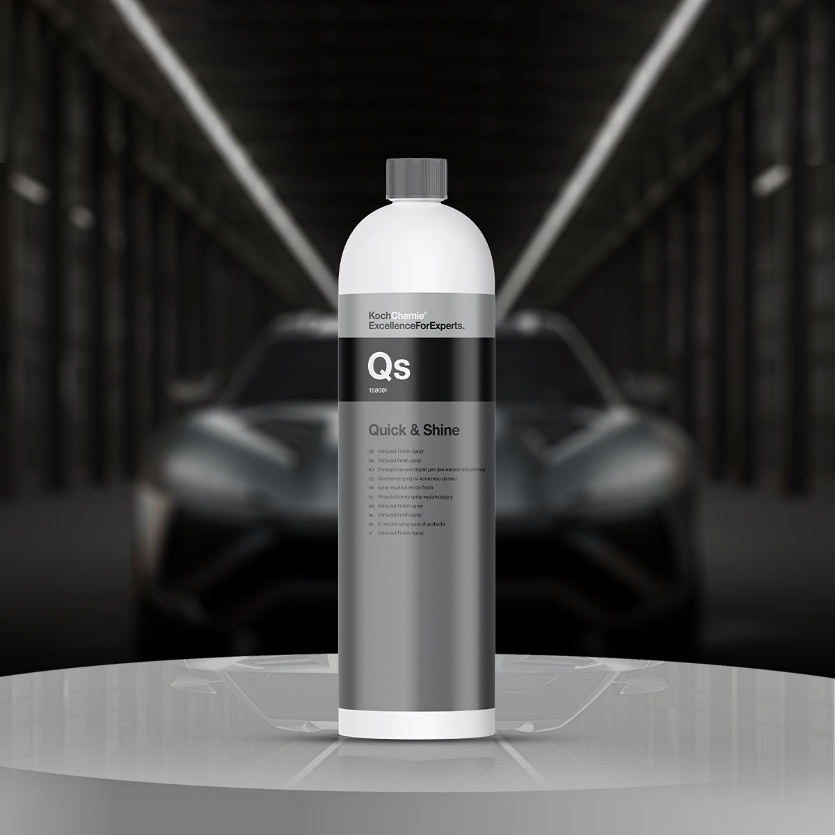 Koch Chemie Quick & Shine 1L Allround Finish Spray for streak-free cleaning and long-lasting surface protection.