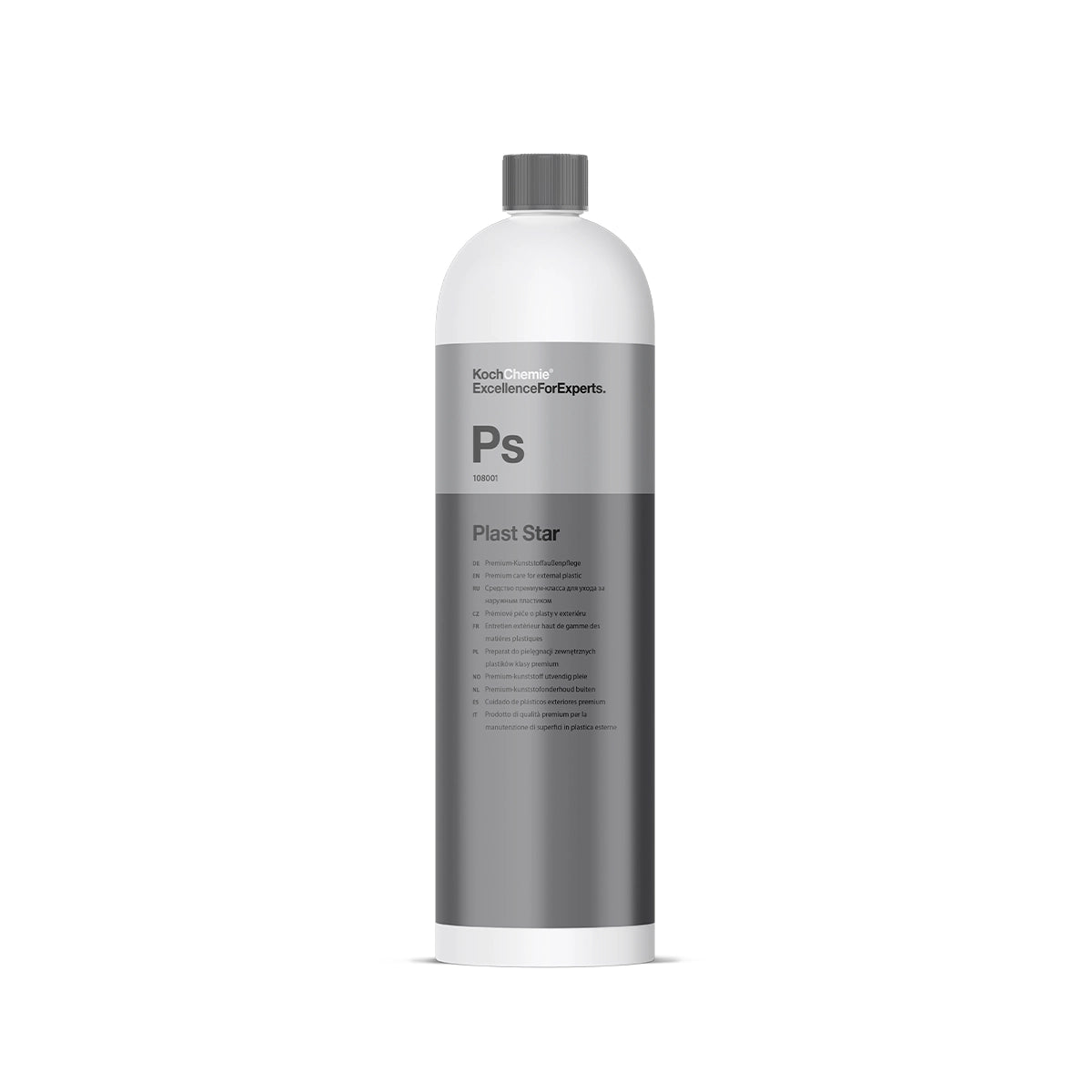 Plast Star 1L plastic care, featuring anti-freeze properties, ideal for tires, door seals, and external rubber parts.