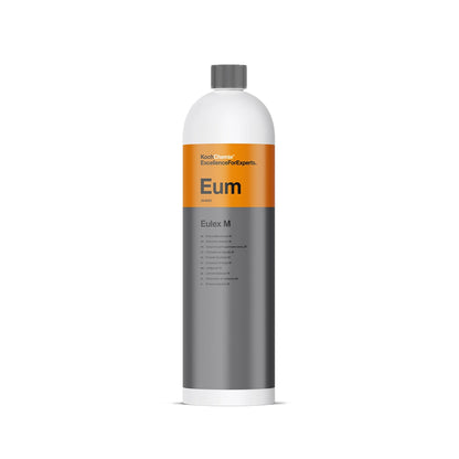 Koch Chemie Eulex M 1 Litre, a non-flammable adhesive and gum remover, ideal for use on matt-painted cars, glass, and other delicate surfaces.