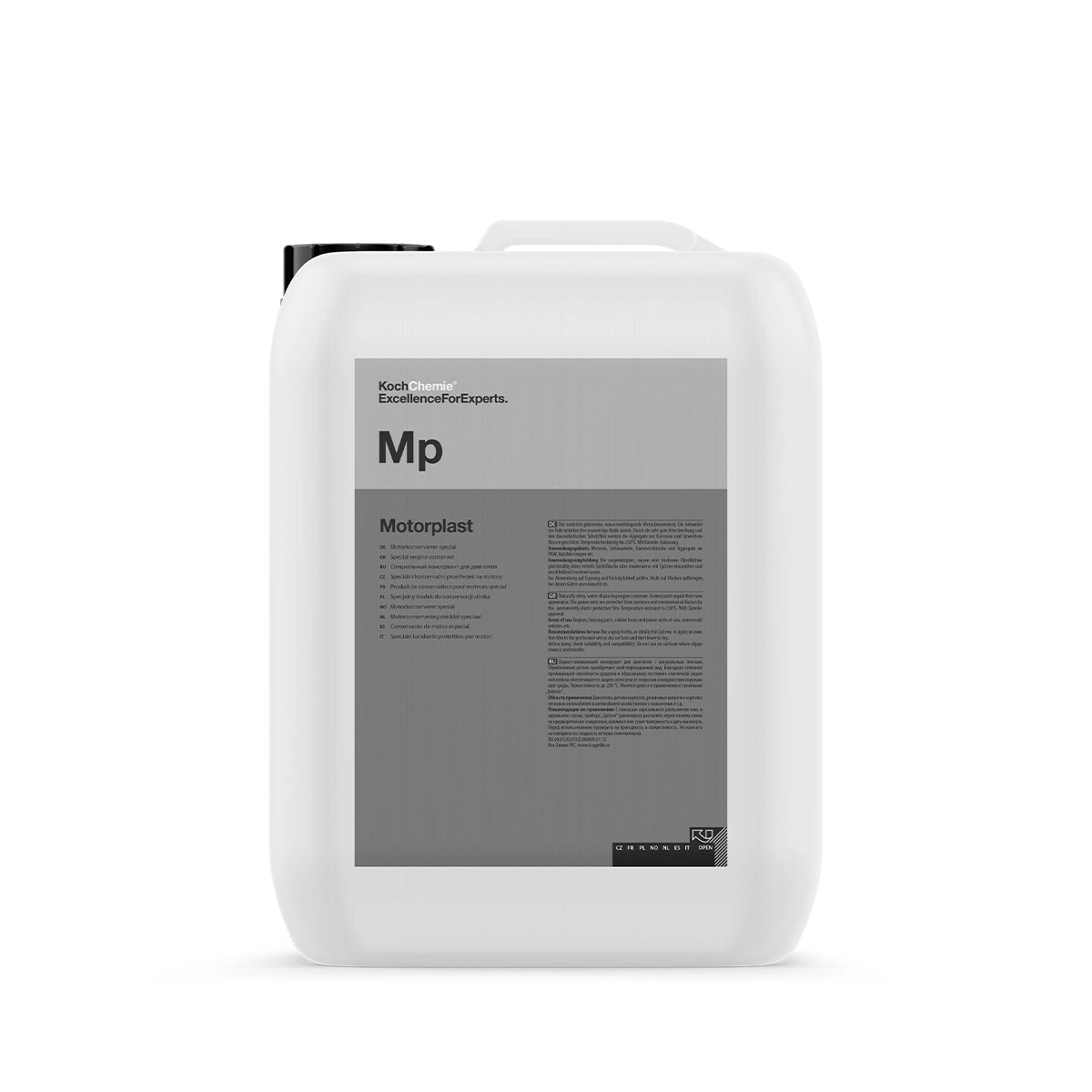 Engine conserver Koch Chemie Motorplast 5L with water-displacing formula and Daimler-approved protection for vehicle parts.
