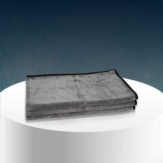 Poshlyf Twisted Loop Grey Black 600GSM Desert Storm Drier Microfiber 80cm x 50cm