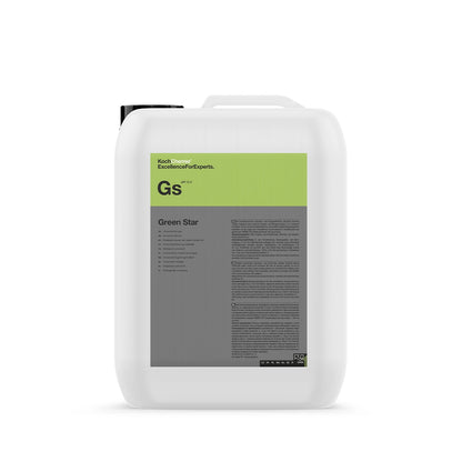 Koch Chemie Green Star cleaner in 5L container, a powerful, solvent-free cleaner for vehicle exteriors, interiors, and workshop floors.
