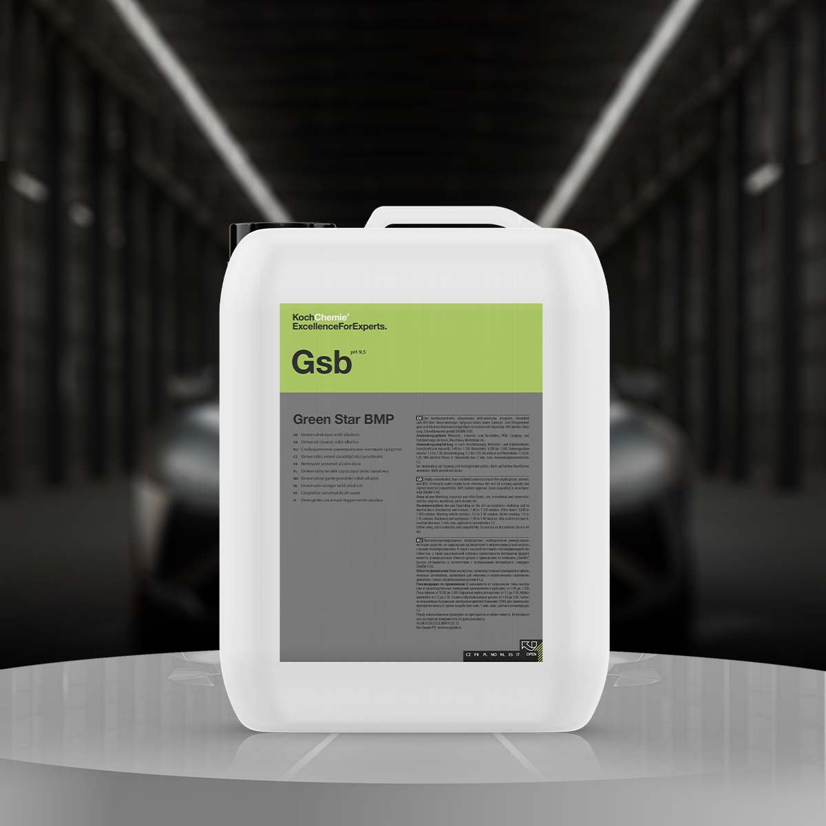 Koch Chemie Green Star BMP Universal Cleaner 11 kg, highly concentrated formula for tough cleaning in industrial, workshop, and office floors.