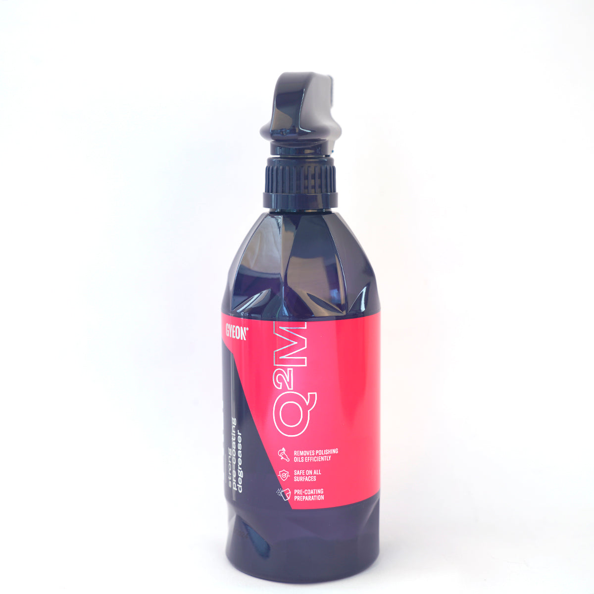 Bottle with a red label on a white background
